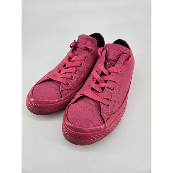 Hot Pink Faux Pebbled Leather Low Converse Chuck Taylor All Star OX Sz 8 - Picture 1 of 16